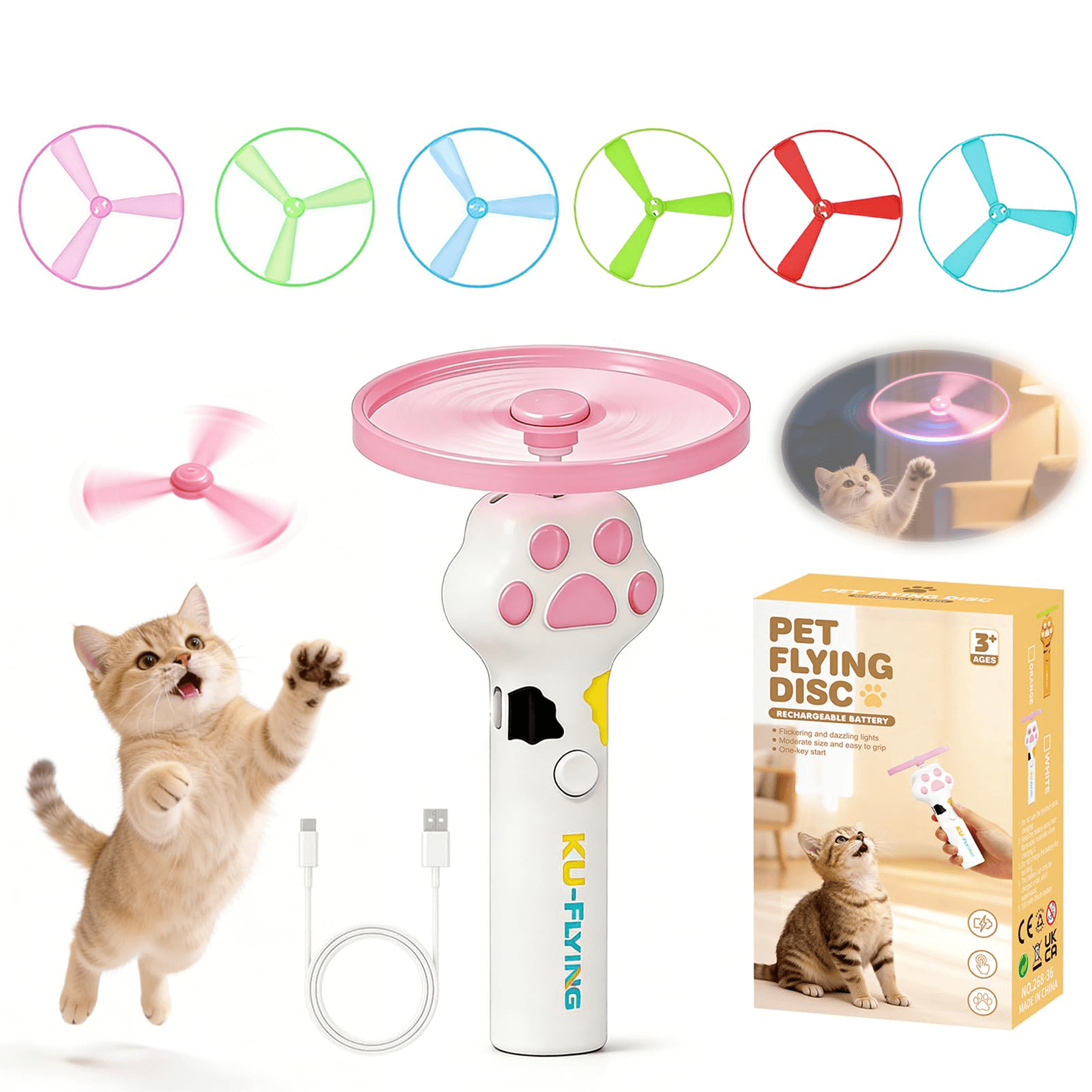 Rechargeable Cat Disc Launcher Toy