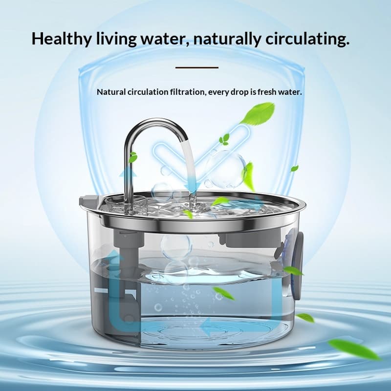 Stainless Steel Pet Water Fountain — 2L Recirculating — photo 3